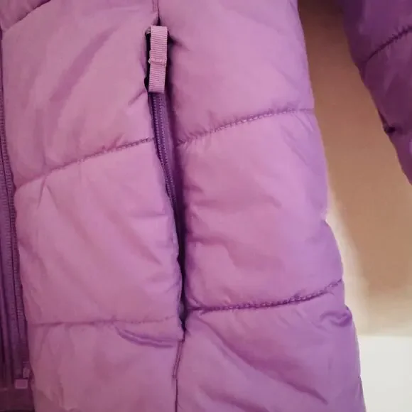 Columbia Girls Purple Katelyn Crest Hooded Winter Faux Fur Jacket Size Small 8